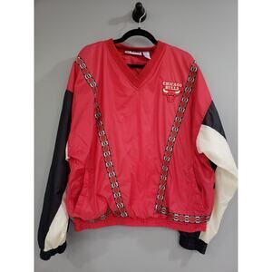 VINTAGE 90s NBA CHICAGO BULLS UNIQUE SPORTS TRIBAL PULLOVER JACKET SIZE XL